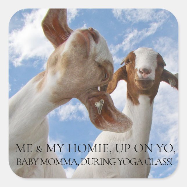 Goat Yoga Wise Cracks Fyrkantigt Klistermärke (Framsida)