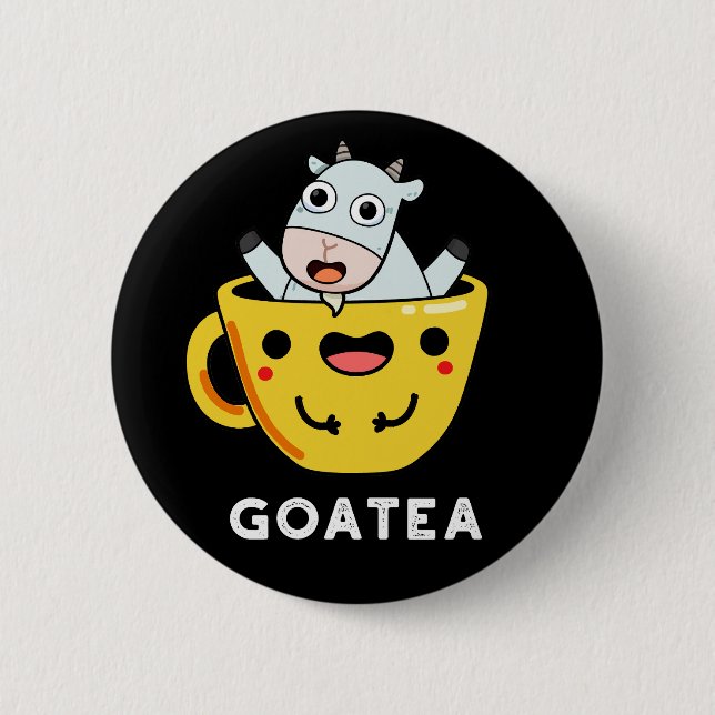 Goatea Funny Goat Tea Pun Mörk BG Knapp (Framsida)