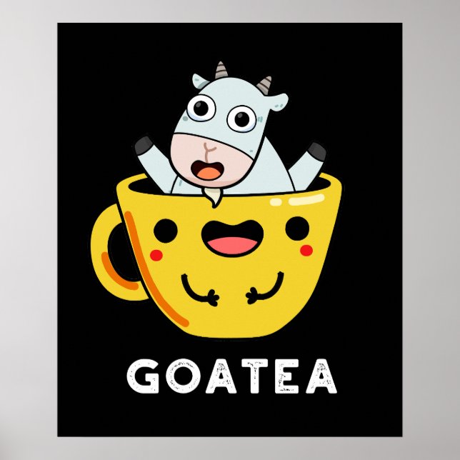 Goatea Funny Goat Tea Pun Mörk BG Poster (Framsidan)
