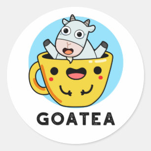 Goatea Funny Goat Tea Pun Runt Klistermärke