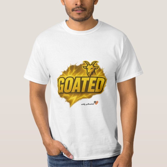 GOATED Power Graphic T-Shirt | Bold Lightning Moti (Framsida)