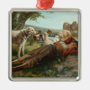 Goatherder Girl's Siesta (av Carlo Ademollo) Julgransprydnad Metall