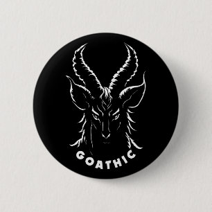 Goathic Gothic Pun Sataniskt getkött Knapp