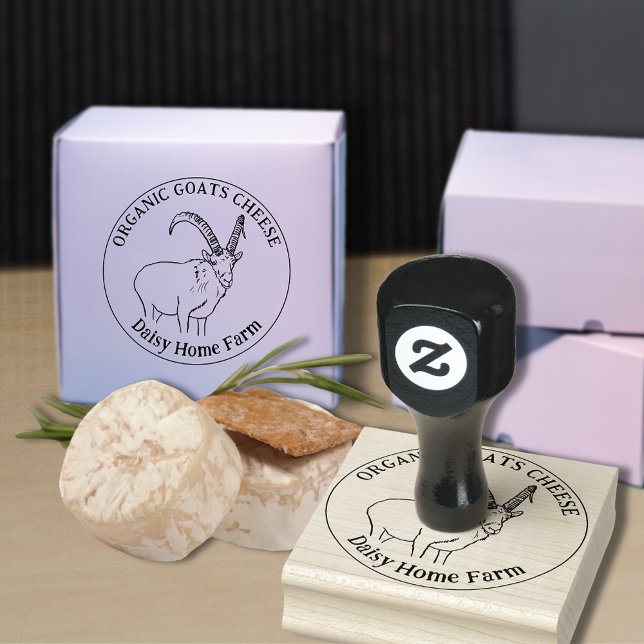 Goats Cheese Simple Business Stämpel (Cute goats cheese custom business ink rubber stamp simple farm animal goat line drawing)