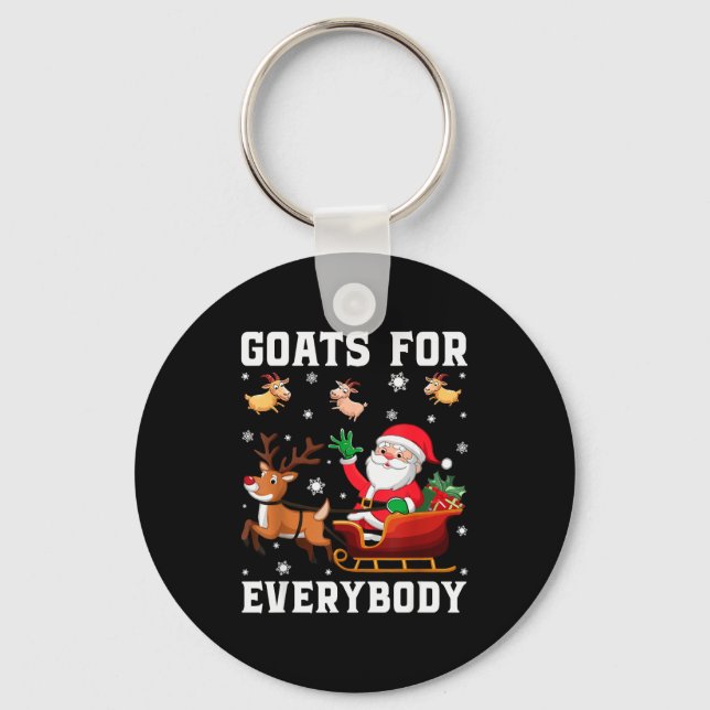 Goats For Everybody Santa Sleigh Funny Christmas G Nyckelring (Framsida)