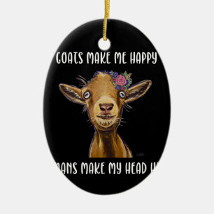 Goats gör mig Lycklig, Goat Älskare Julgransprydnad Keramik