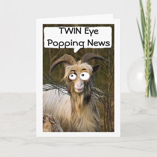 GOAT'S ÖGA POPPING NEWS DET ÄR MIN "TWIN'S BIRTHDA KORT (Framsida)
