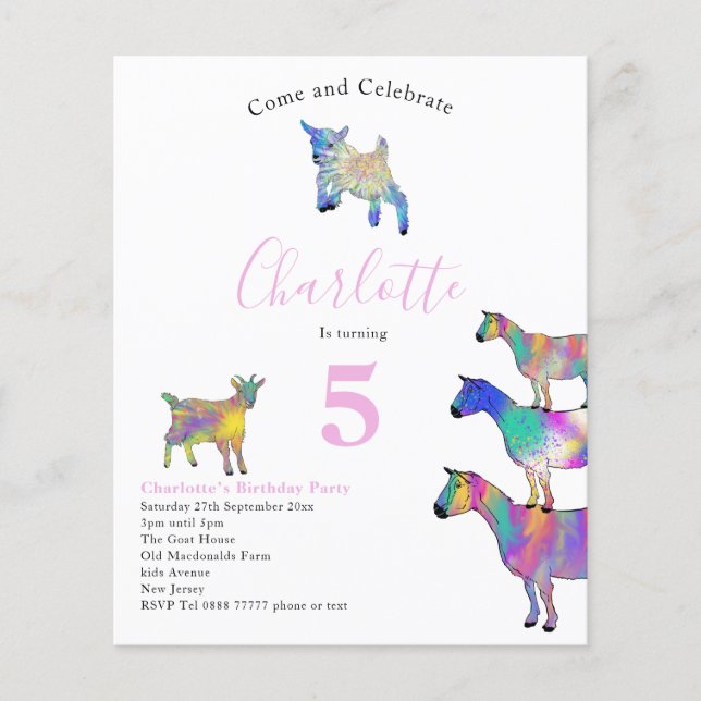 Goats Watercolor Flick kalas budget Flygblad (Framsidan)