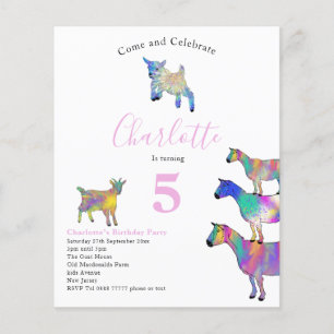 Goats Watercolor Flick kalas budget Flygblad