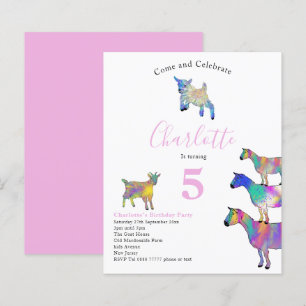 Goats Watercolor Flick kalas Rosa