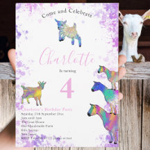 Goats Watercolor Flick kalas Rosa