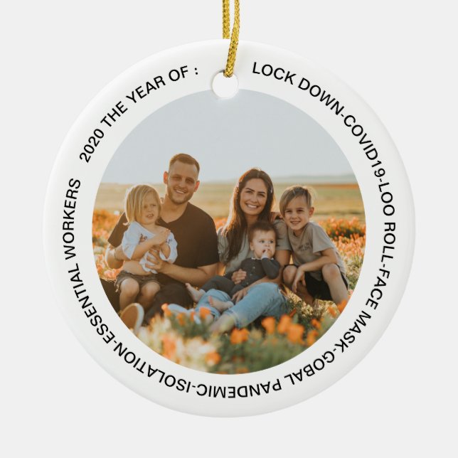 GOBAL LOCKDOWN 2020 ANSIKTE MASK LÄGG TILL BILD JULGRANSPRYDNAD KERAMIK (Framsidan)