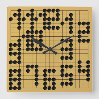 Goban Clock - 1-12 (Black Stones) Fyrkantig Klocka