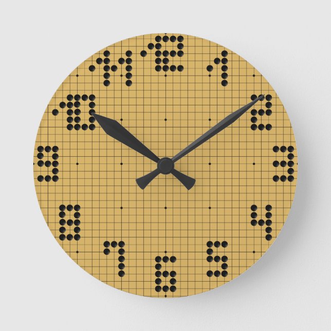 Goban Clock - Black Stones - 1-12 Rund Klocka (Framsida)