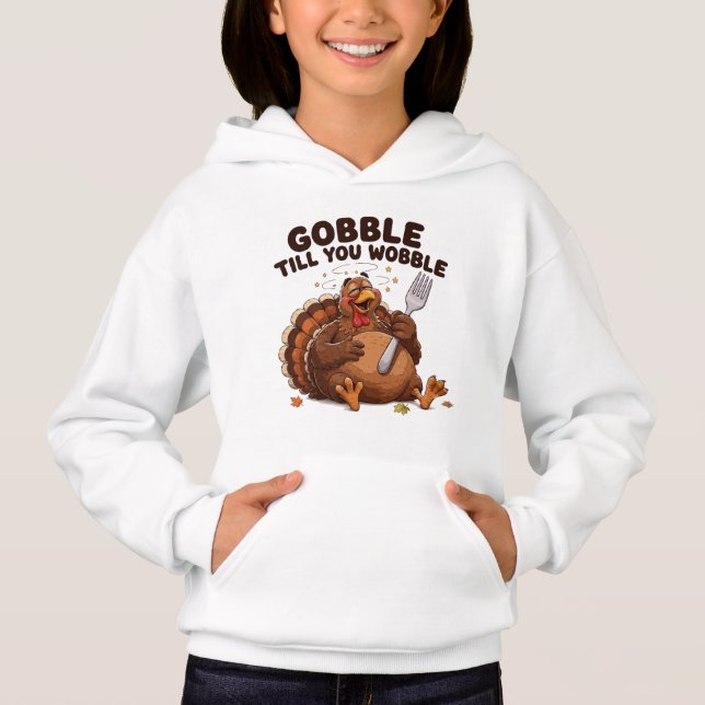 Gobbla Tills Du Vacklar Kalkon T Shirt (Framsida)