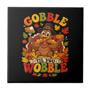 Gobbla tills du vinglar Thanksgiving kalkon Kakelplatta