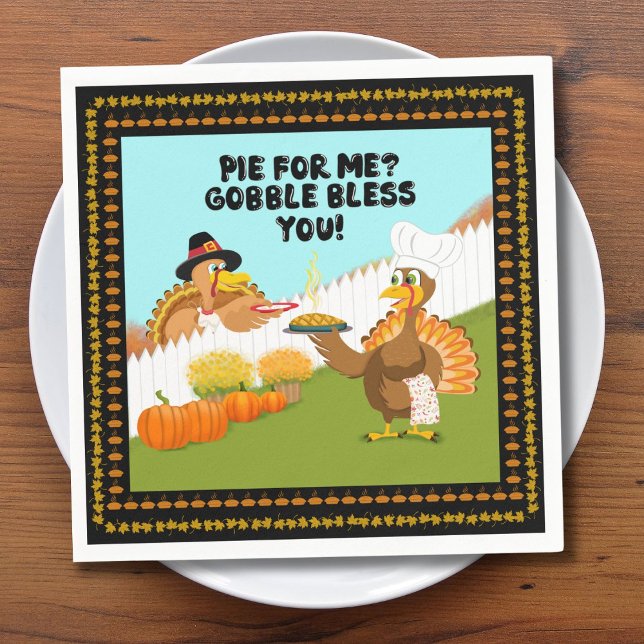 Gobble Bless You Funny Turkey's Friendsgiving Pappersservett (Skapare uppladdad)