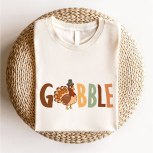 Gobble Cute Turkey Autumn Thanksgiving T Shirt
