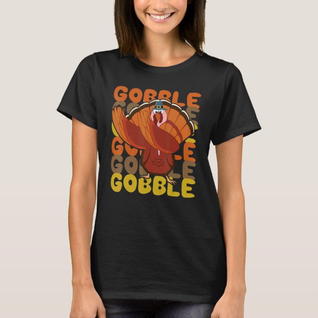 Gobble Dabbing Turkey Thanksgiving Day Pilgrim Boy T Shirt (Framsida)