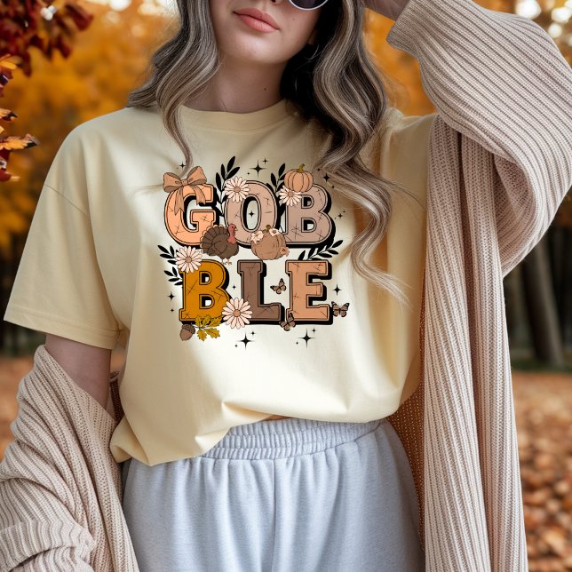 Gobble Fall Helgdag Fall Boho Thanksgiving T Shirt (Skapare uppladdad)