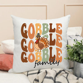 Gobble Family Boho Groovy Funny Thanksgiving Kudde