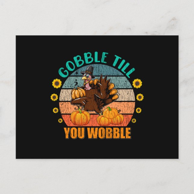 Gobble Family Kids Matching Thanksgiving Pajama Vykort (Framsida)