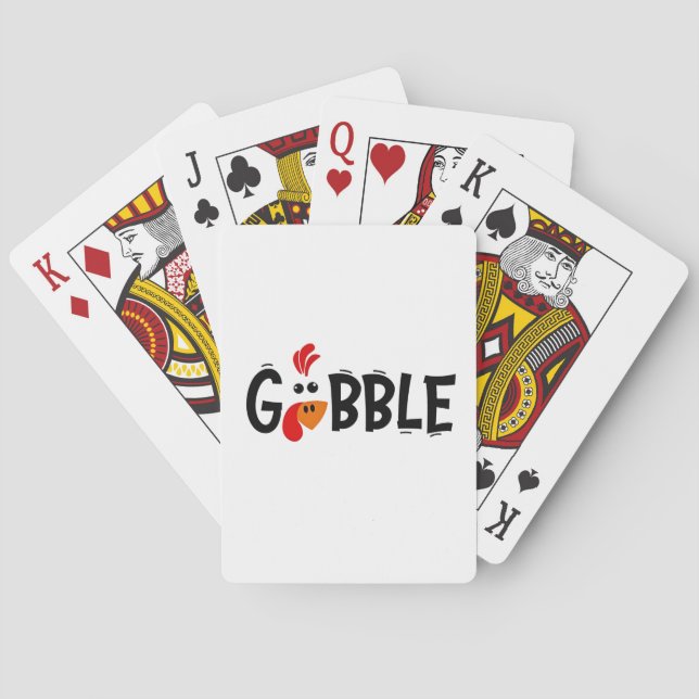 Gobble Funny Thanksgiving Turkey Feast Casinokort (Baksidan)
