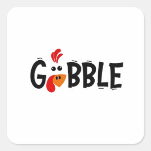Gobble Funny Thanksgiving Turkey Feast Fyrkantigt Klistermärke