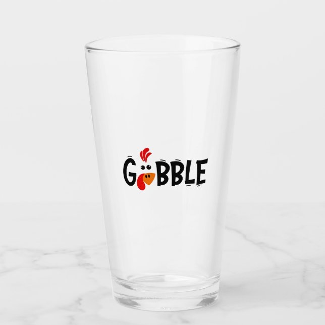 Gobble Funny Thanksgiving Turkey Feast Glaskopp (Framsida)