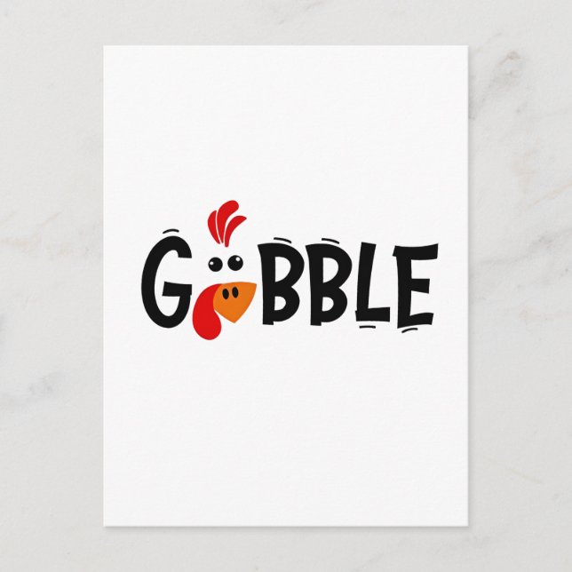 Gobble Funny Thanksgiving Turkey Feast Inbjudan Vykort (Framsida)