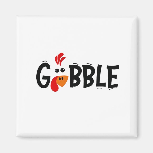 Gobble Funny Thanksgiving Turkey Feast Magnet (Framsidan)
