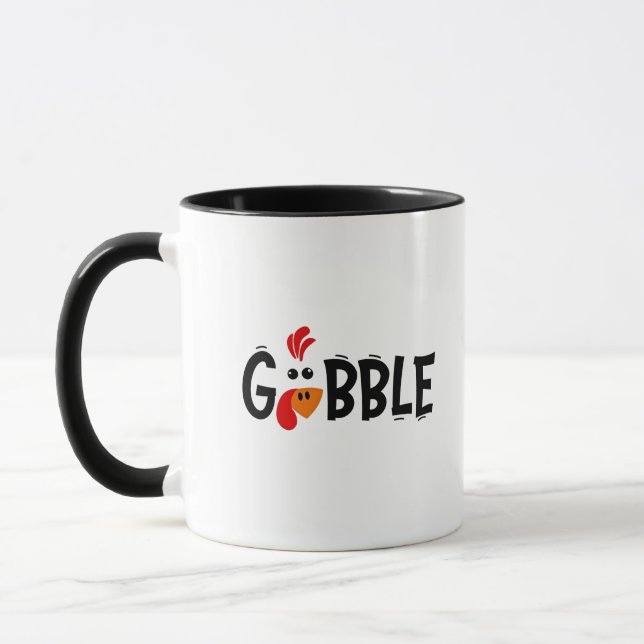Gobble Funny Thanksgiving Turkey Feast Mugg (Vänster)