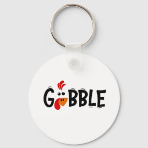 Gobble Funny Thanksgiving Turkey Feast Nyckelring