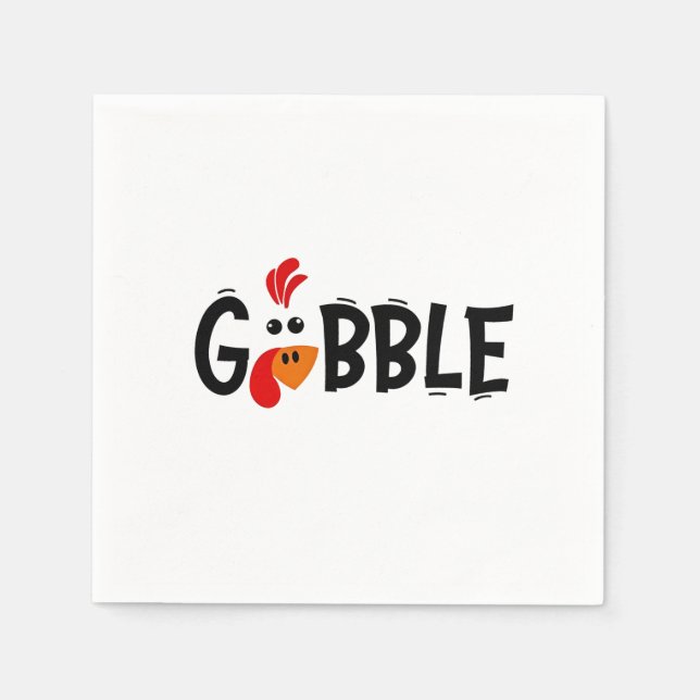 Gobble Funny Thanksgiving Turkey Feast Pappersservett (Framsidan)