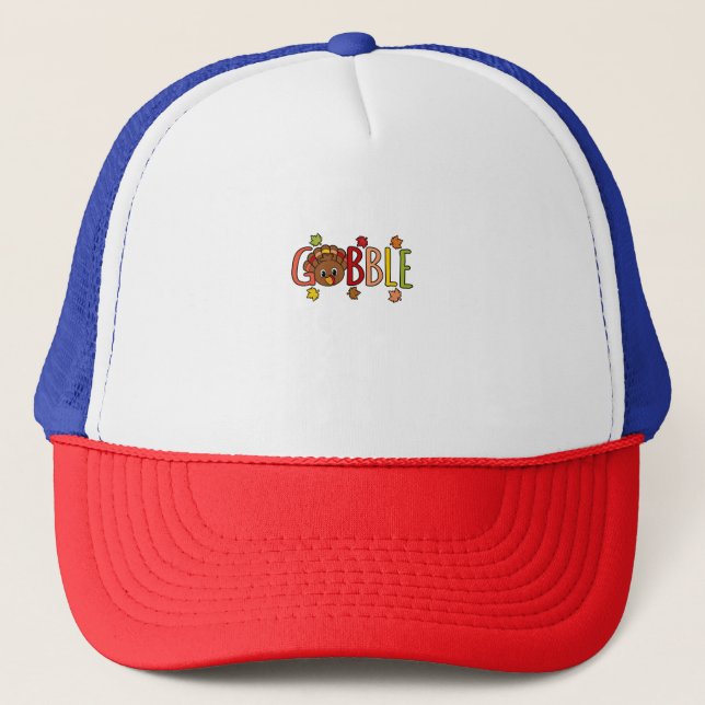 Gobble Funny Turkey Thanksgiving Family Manar Wome Keps (Framsida)