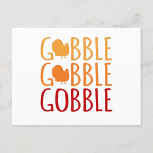 Gobble Funny Turkey Thanksgiving Family Manar Wome Vykort