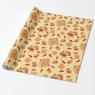 Gobble & Ge Tack Lycklig Turkiet Festive Seamless Presentpapper