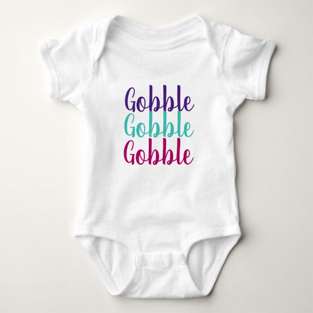 Gobble, Gobble Baby Thanksgiving T-Shirt (Framsida)