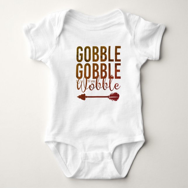 Gobble Gobble Cute Baby Thanksgiving 1st T Shirt (Framsida)