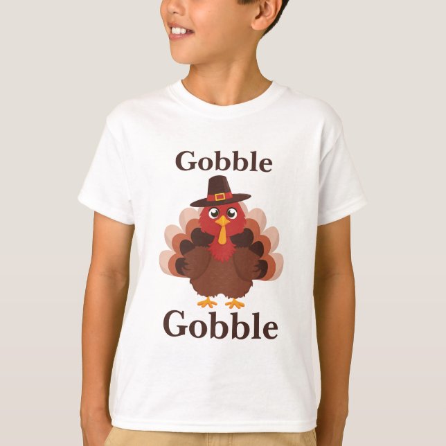 Gobble Gobble Cute Turkey Thanksgiving T Shirt (Framsida)