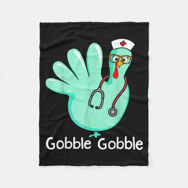 Gobble Gobble Funny Turkey Glove Thanksgiving Nurs Fleecefilt (Framsidan)