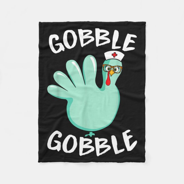 Gobble Gobble Funny Turkey Glove Thanksgiving Nurs Fleecefilt (Framsidan)