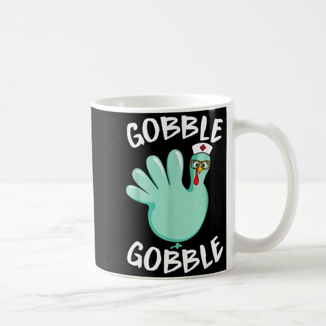 Gobble Gobble Funny Turkey Glove Thanksgiving Nurs Kaffemugg (Höger)
