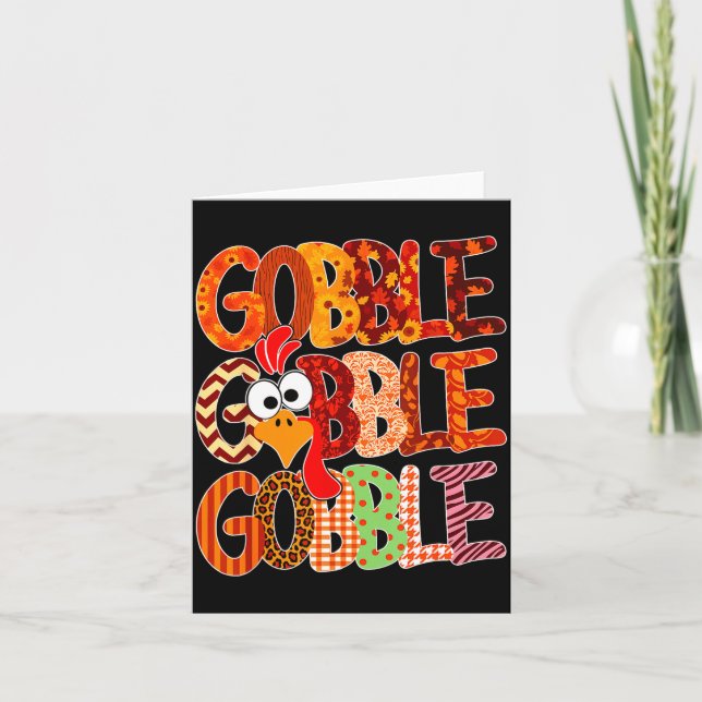 Gobble Gobble Funny Turkey Thanksgiving Women Girl Kort (Framsida)