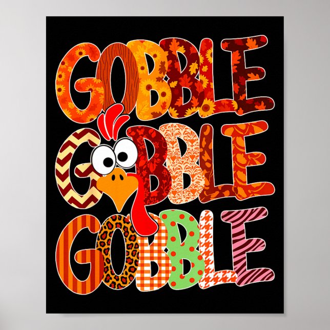 Gobble Gobble Funny Turkey Thanksgiving Women Girl Poster (Framsidan)