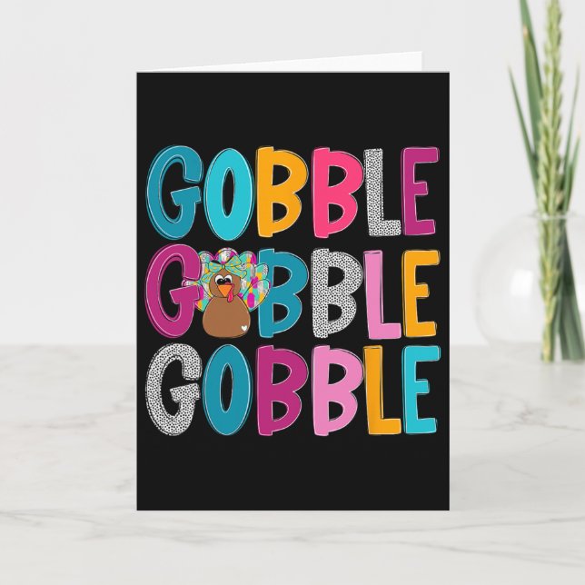 Gobble Gobble Gobble Glad Thanksgiving Dag Turk Th Kort (Framsida)