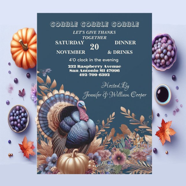 Gobble Gobble Gobble Gobble sin Turkey Time Thanks Inbjudningar (Gobble Gobble Gobble Its Turkey Time Thanksgiving Invitation)