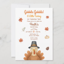 Gobble Gobble Liten Kalkon Födelsedagsinbjudan