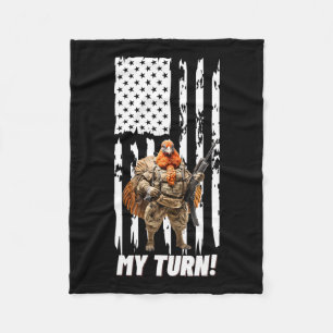 Gobble Gobble My Turn Funny USA flagga Fleecefilt