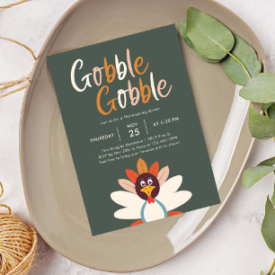 Gobble Gobble Thanksgiving Dinner Party-inbjudan Inbjudningar